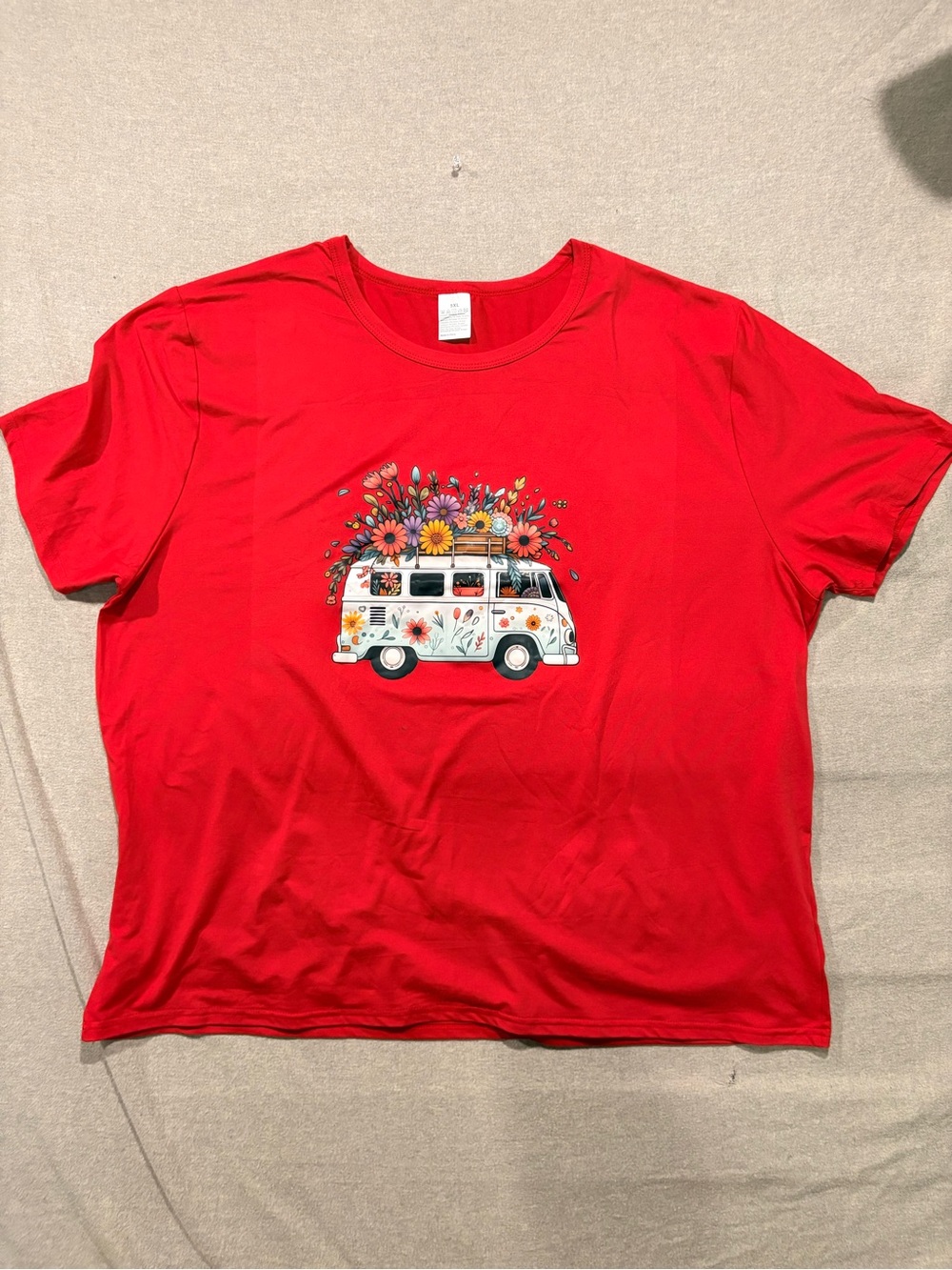 Women’s 5X  Graphic Tee with Floral Hippie Van Peace ✌️ ❤️ Boho Vintage
